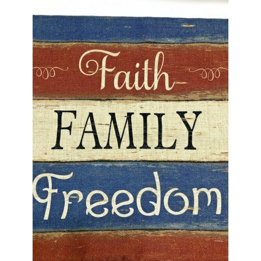 Faith Family Freedom Patriotic Pillow Cover 17X17 Red White Blue Decor‎ Rustic